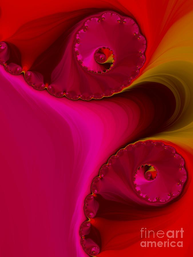 Pink and Red Lava Flows Spirals Fractal Abstract Digital Art by Rose Santuci-Sofranko
