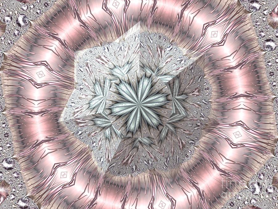 Pink and White Diamond Tiara Fractal Abstract Digital Art by Rose Santuci-Sofranko