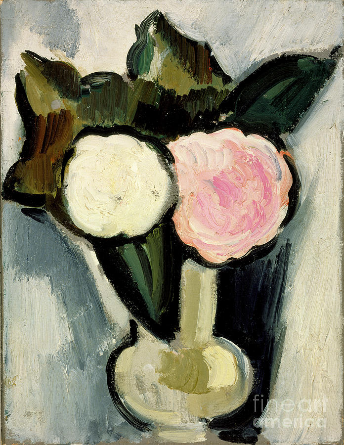 Pink And White Flowers In A Vase, C.1929 Painting by Marsden Hartley
