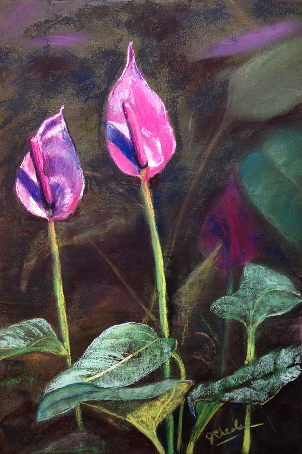 Pink Anthurium Painting by Jan Chesler