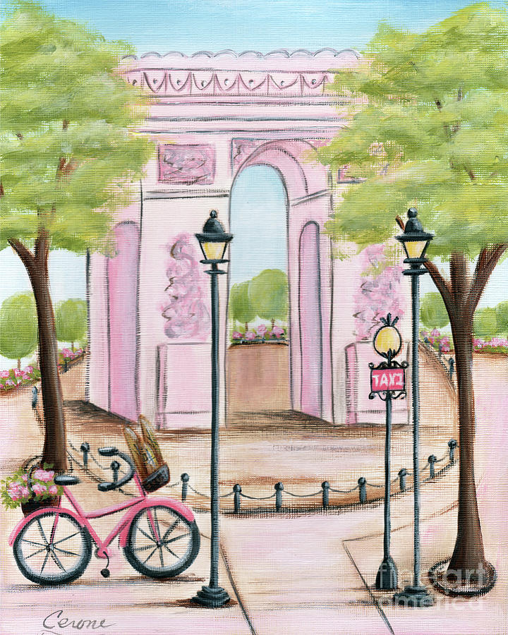 Pink Arc de Triomphe Painting by Debbie Cerone
