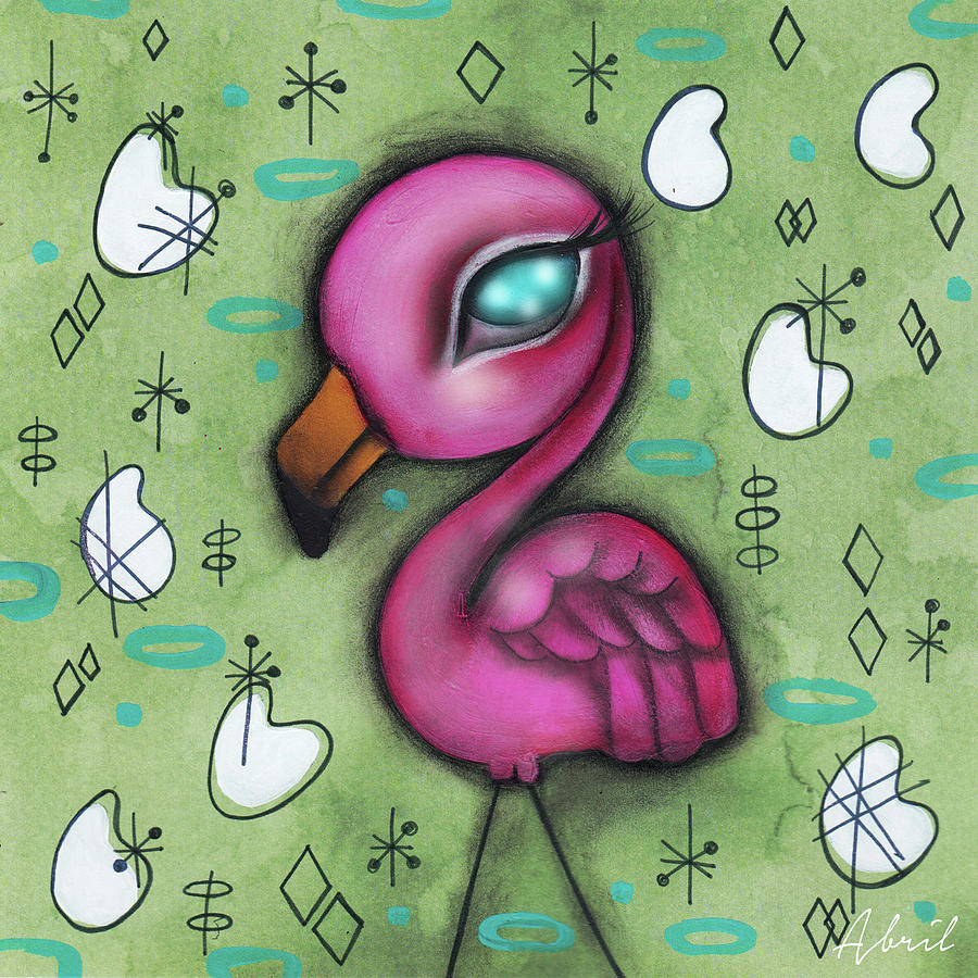 Pink Baby Flamingo  Painting by Abril Andrade