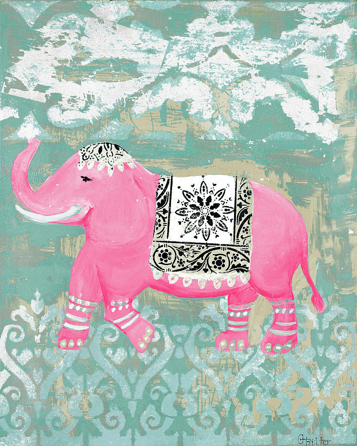 Elephant Painting - Pink Bazaar I by Hakimipour-ritter