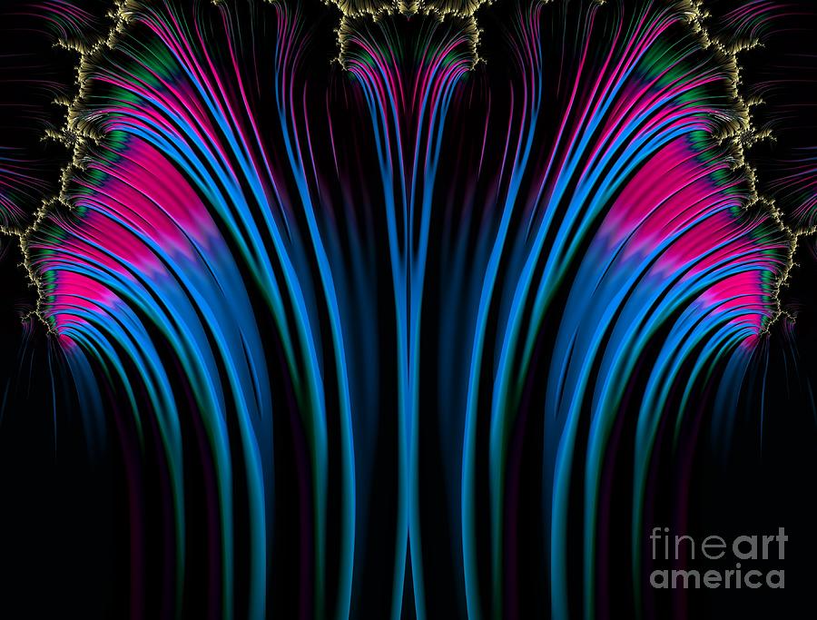 Pink Blue and Gold Fireworks Fractal Abstract Digital Art by Rose Santuci-Sofranko