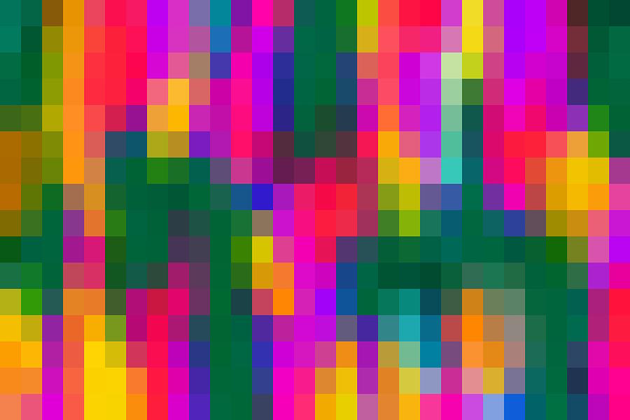 Pink Blue Green Orange Yellow And Purple Pixel Background Digital Art ...