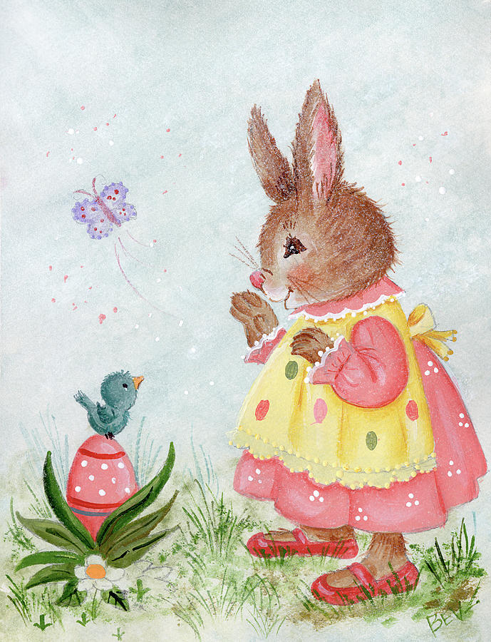 Pink Bunny Painting by Beverly Johnston