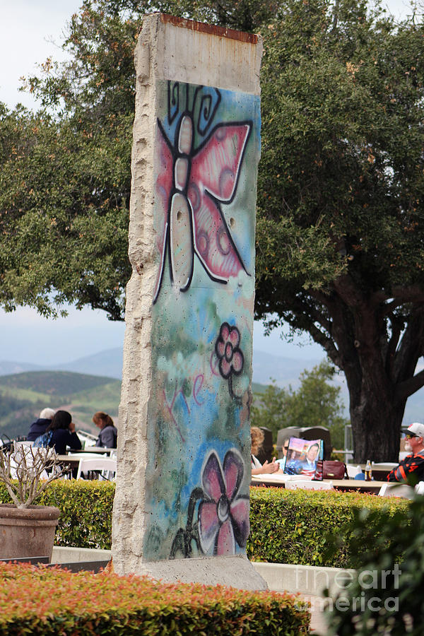 Pink Butterfly Graffiti on Piece of Berlin Wall at Reagan Library Photograph by Colleen Cornelius