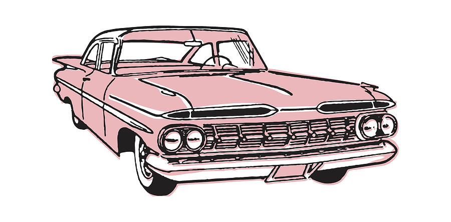 Transportation Drawing - Pink Cadillac by CSA Images