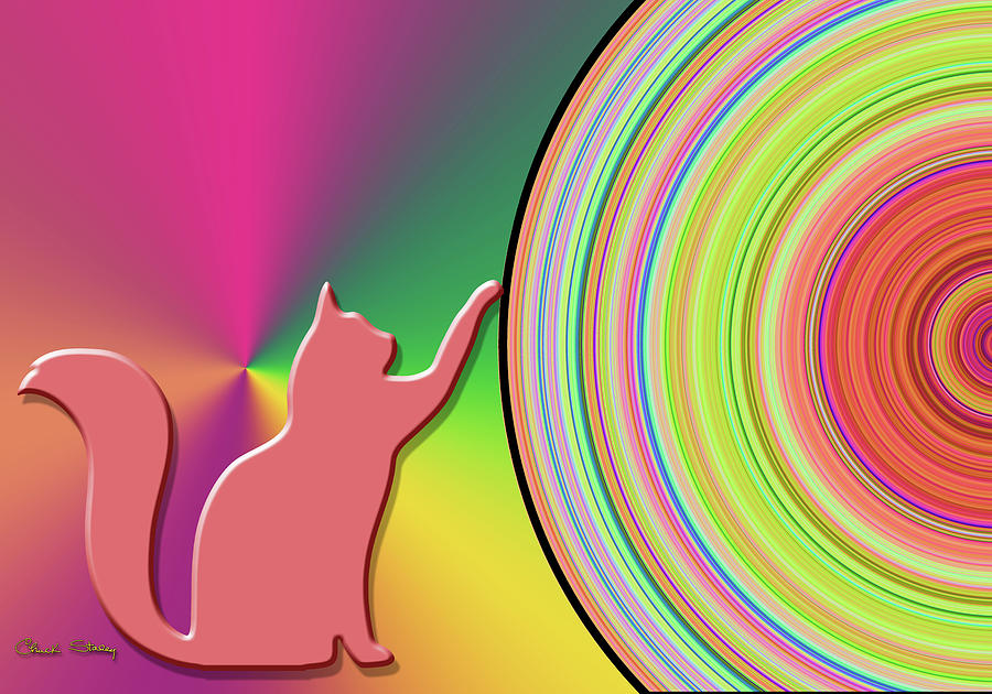 Pink Cat Digital Art by Chuck Staley