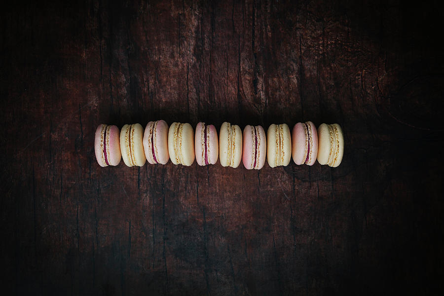 Pink Champagne And Yellow Lemon Macaroons Photograph by Theresa Scarbrough