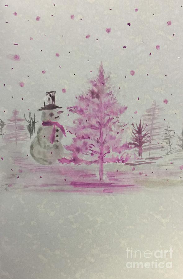 Pink Christmas Card Painting