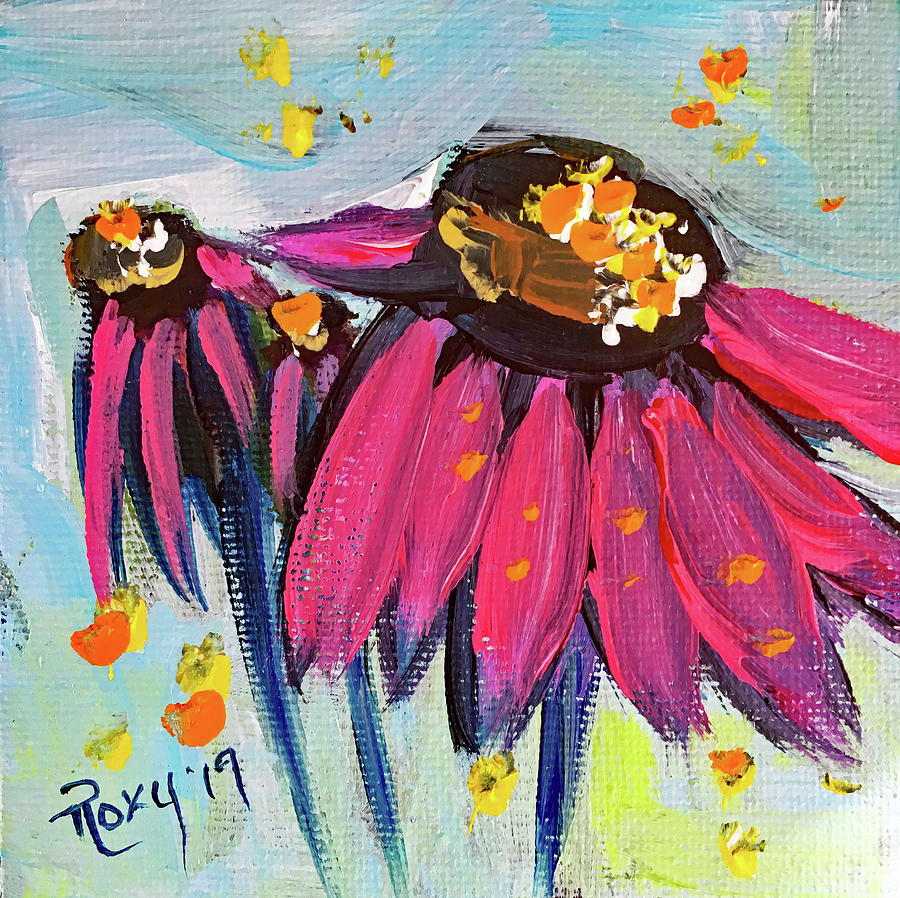 Pink Coneflowers Painting by Roxy Rich