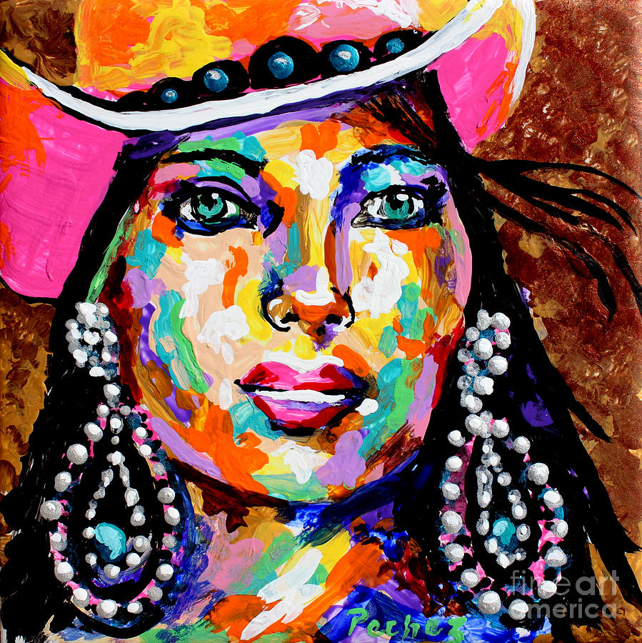 Pink cowgirl bling Painting by Pechez Sepehri