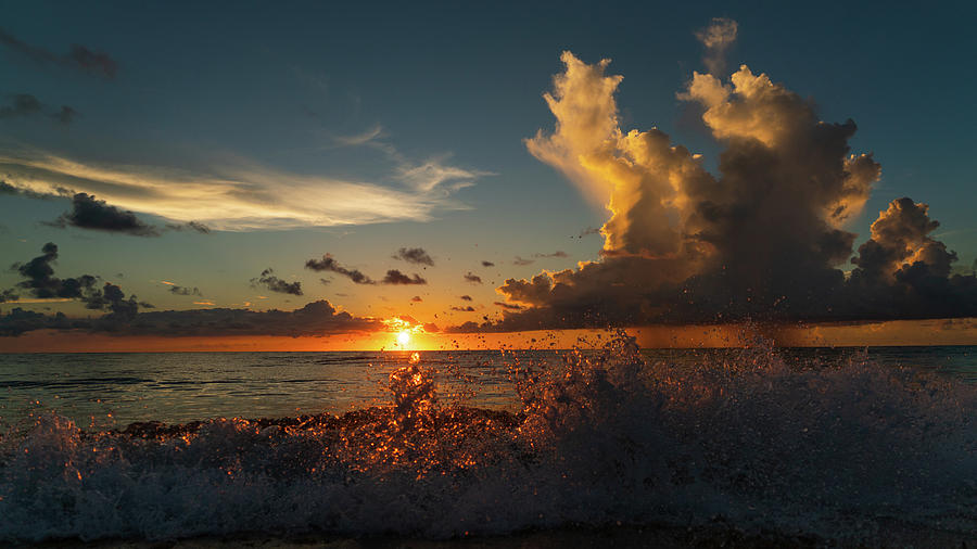 Pink Crystal Splash Sunrise 1 Delray Beach Florida Photograph by Lawrence S Richardson Jr
