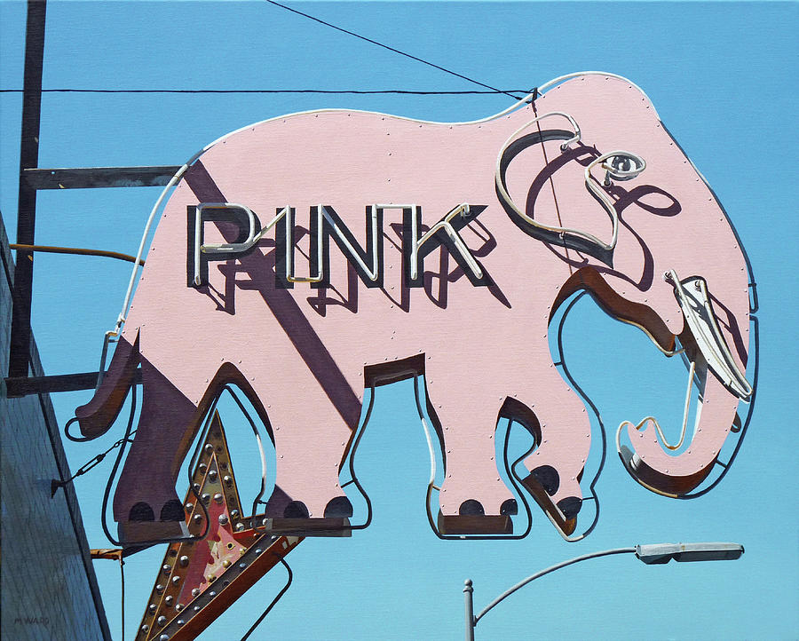 Long Beach Painting - Pink Elephant #3 by Michael Ward