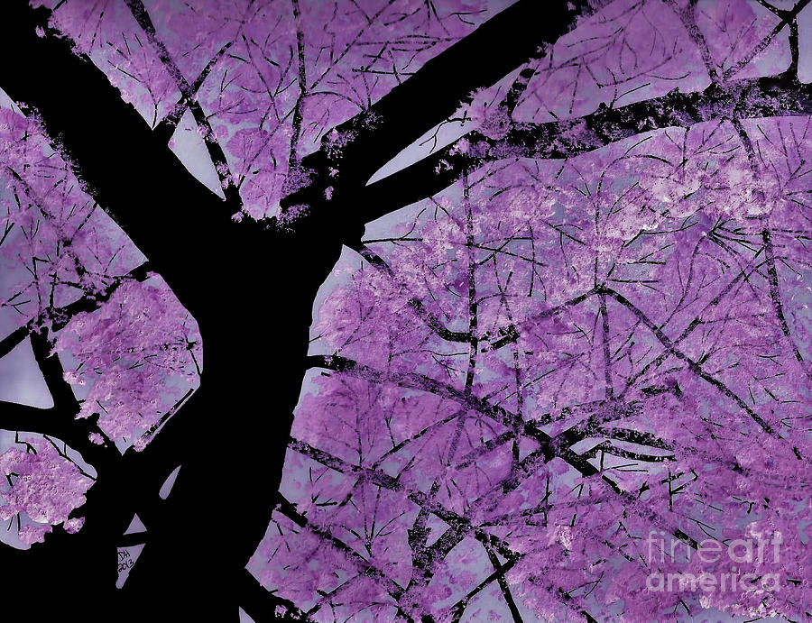 Pink Filled Red Bud Tree Painting by D Hackett