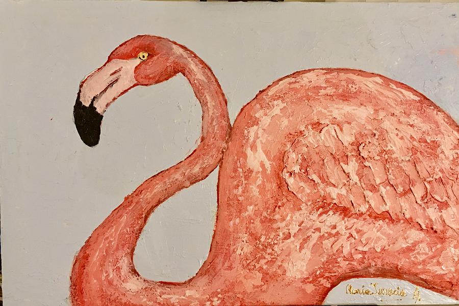 Pink Flamingo in Florida Painting by Maria Iurescia