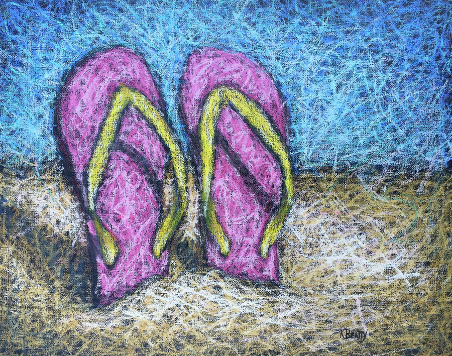 Pink Flip Flops Painting by Karla Beatty