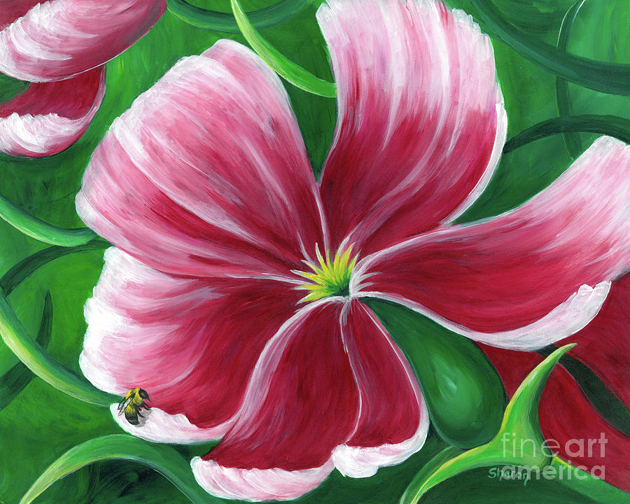 Pink Flower Painting by Sharon Molinaro