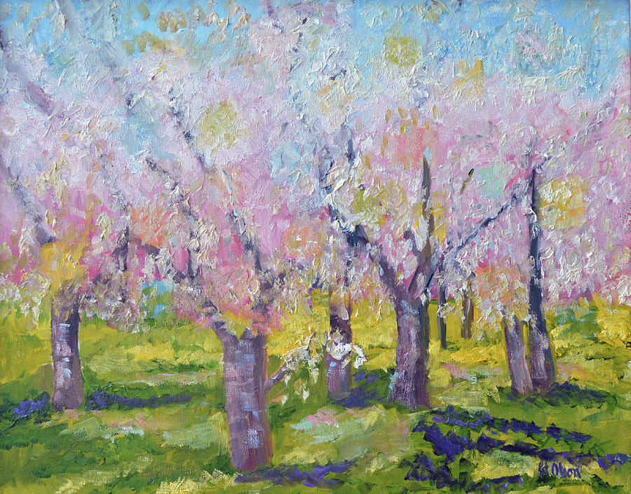 Spring Painting - Pink Flowering Trees by Pat Olson Fine Art And Whimsy