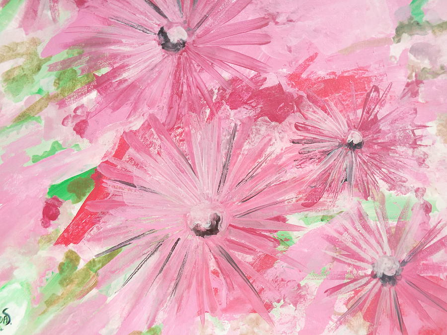 Pink Painting - Pink flowers by Hoda Said Ibrahim Pink Painting - Pink flowers by Hoda Said Ibrahim