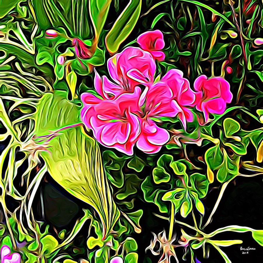 Pink Flowers of Peaceful Flow Digital Art by Pamela Storch