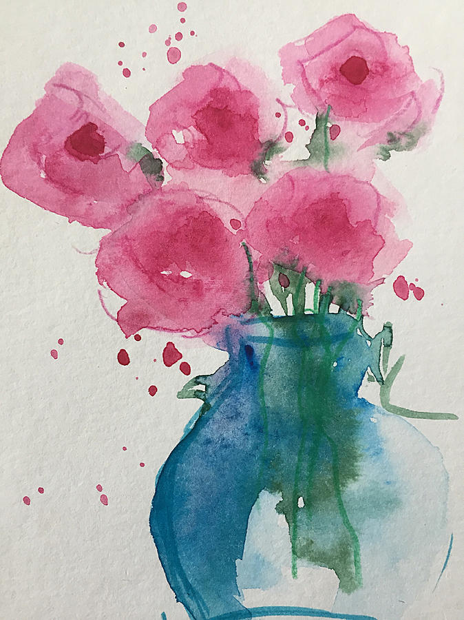 Pink Flowers Shine Painting by Britta Zehm