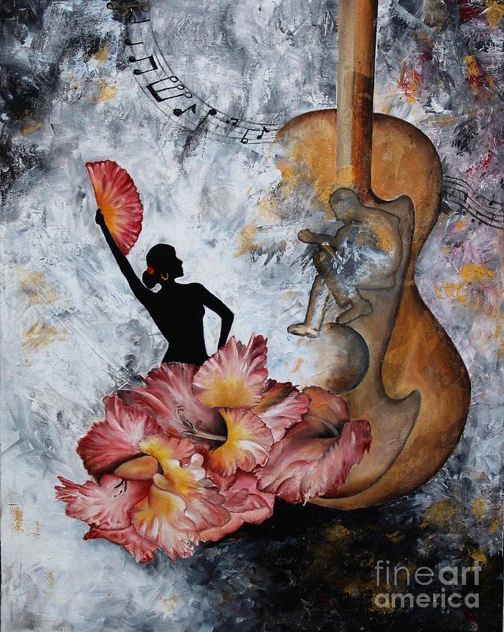 Pink Gladiolus Flamenco Dancer Painting by AMD Dickinson
