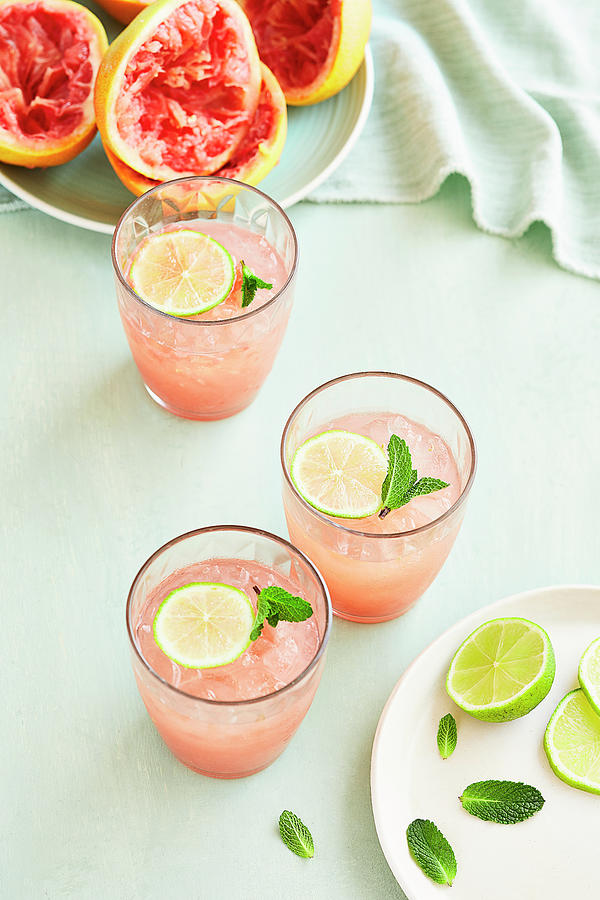 Pink Grapefruit And Mint Mocktail Photograph by Box River Studios