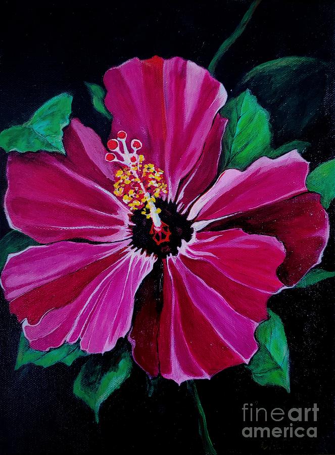 Pink Hibiscus Painting by Alison Caltrider