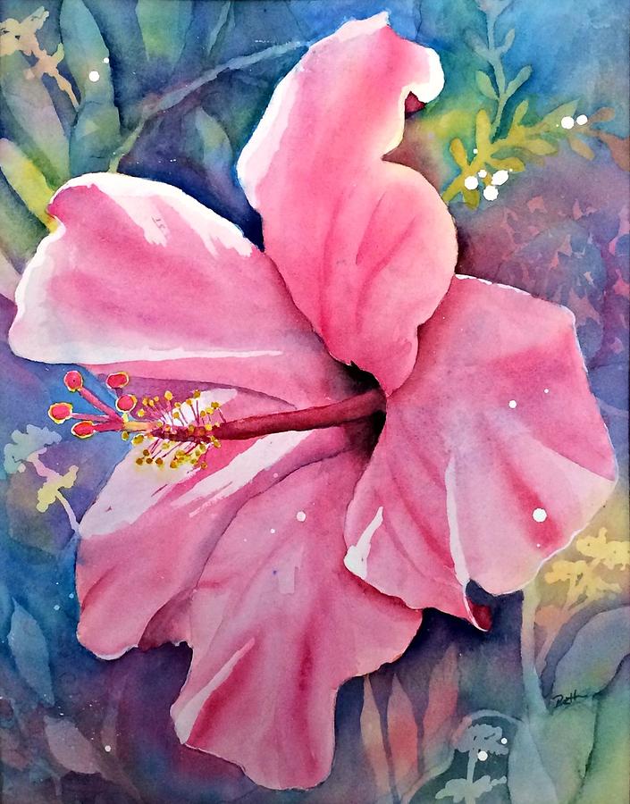Pink Hibiscus Painting by Beth Fontenot