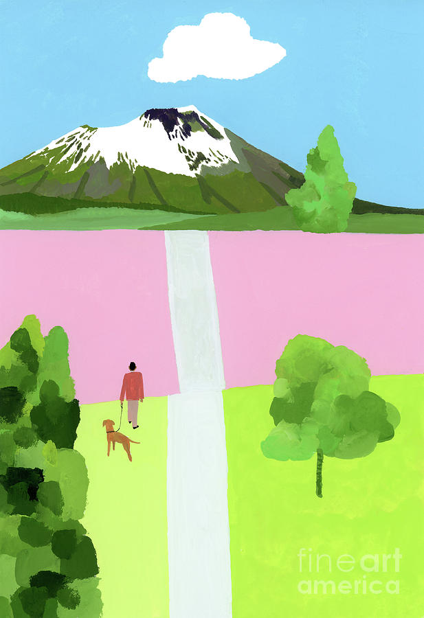 Pink Hill Painting by Hiroyuki Izutsu