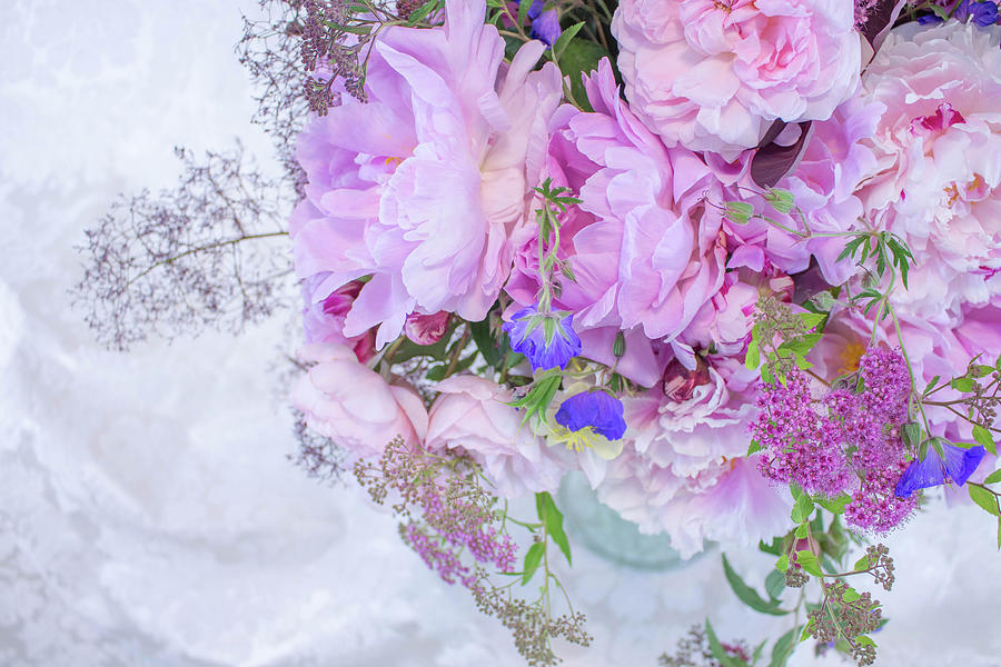 Flower Photograph - Pink Lace Garden Bouquet Still Life by Nancy Jacobson