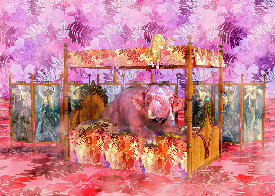 Pink Laughing Elephant Digital Art