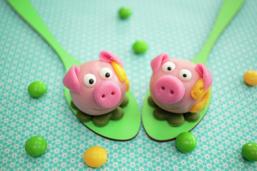 Pink Marzipan Pigs For New Years Eve Photograph by Barbara Djassemi