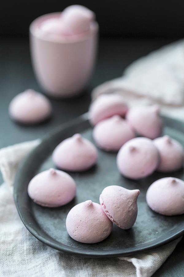 Pink Meringues Photograph by Julia Cawley