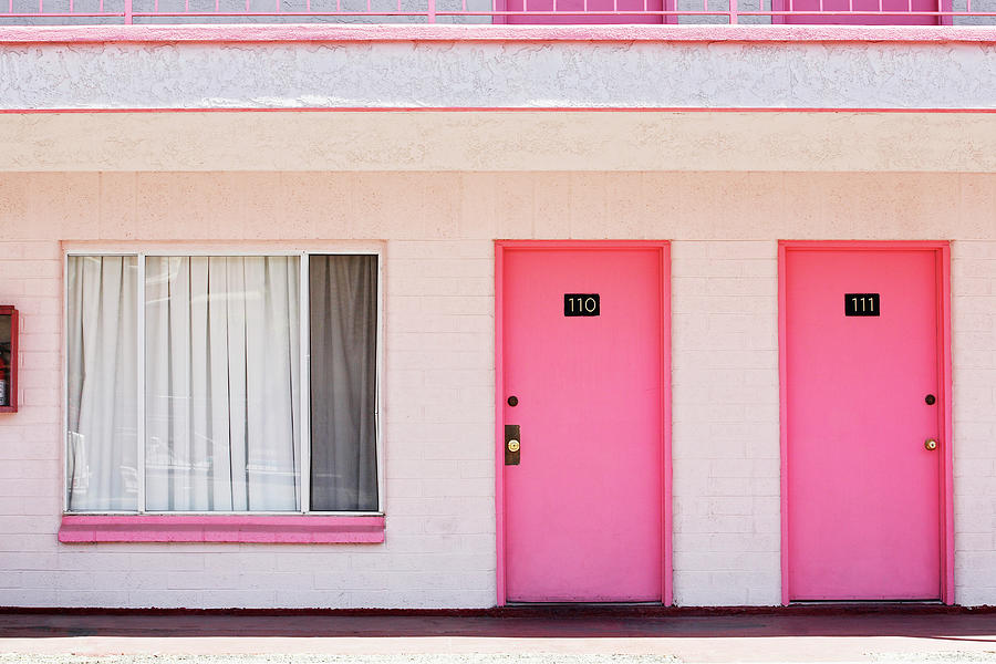 Pink Motel Room Doors Photograph by Fuse