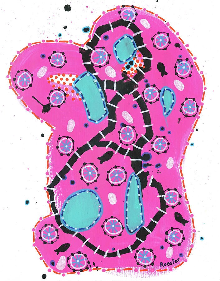 Modern Pattern Painting - Pink Nail Polish With Sandals by Becky Roesler Art