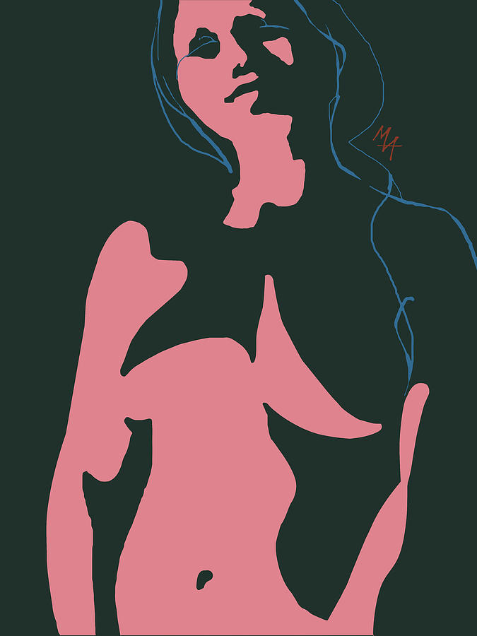 Abstract Digital Art - Pink Nude by Attila Meszlenyi