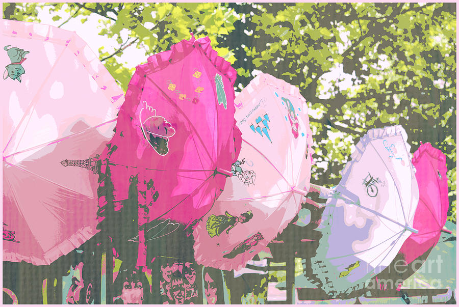 Pink Parasol Pop Art Photograph