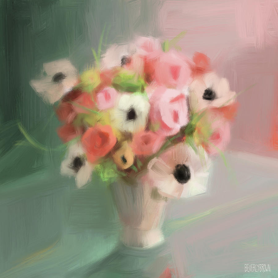 Poppy Painting - Pink Peonies and Poppies by Beverly Brown