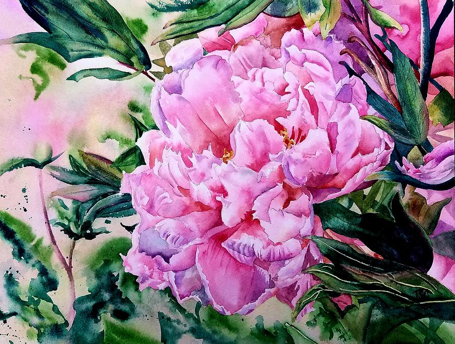 Pink Peony Painting by Tammy Crawford