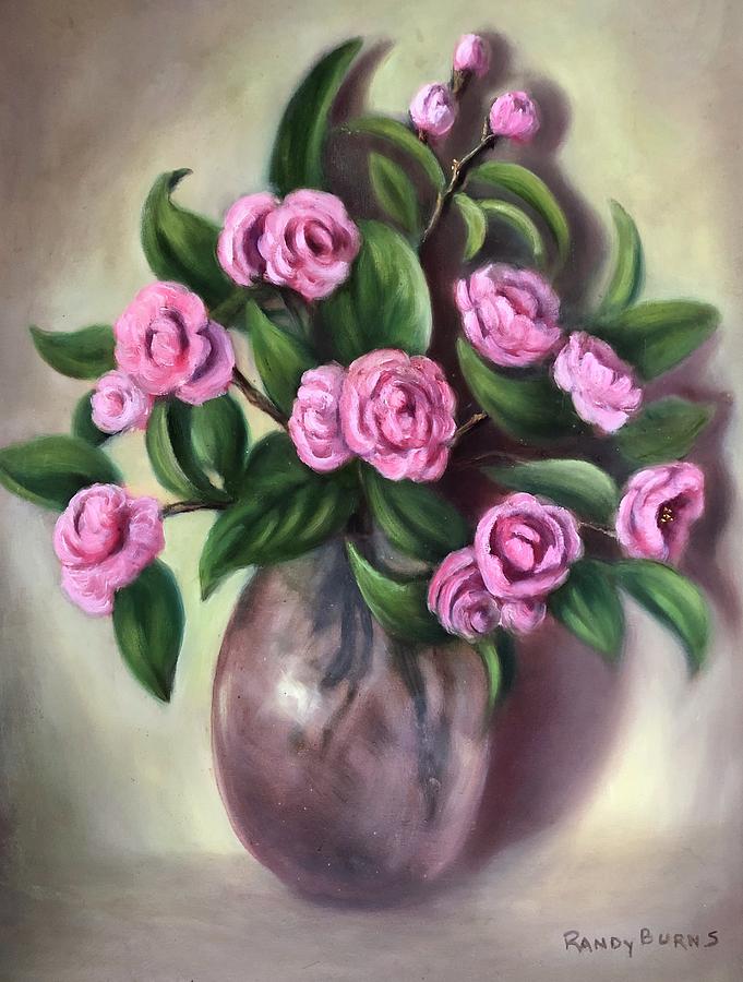 Pink Perfection Camellias Painting by Rand Burns