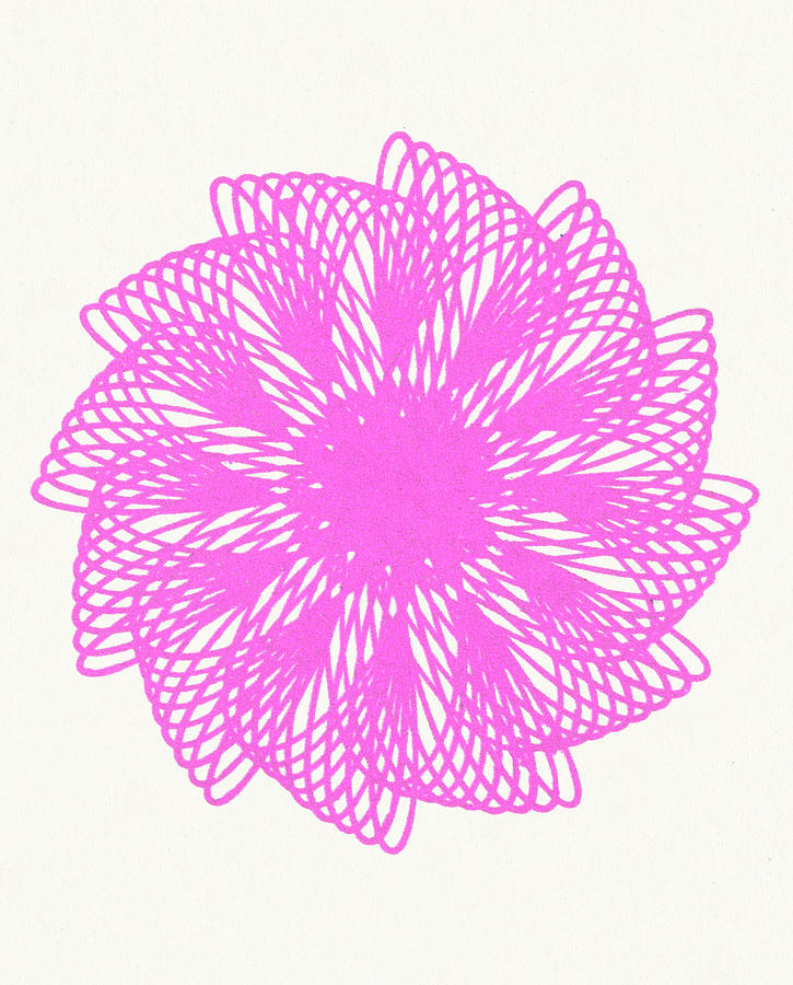 Vintage Drawing - Pink Pinwheel Line Design by CSA Images