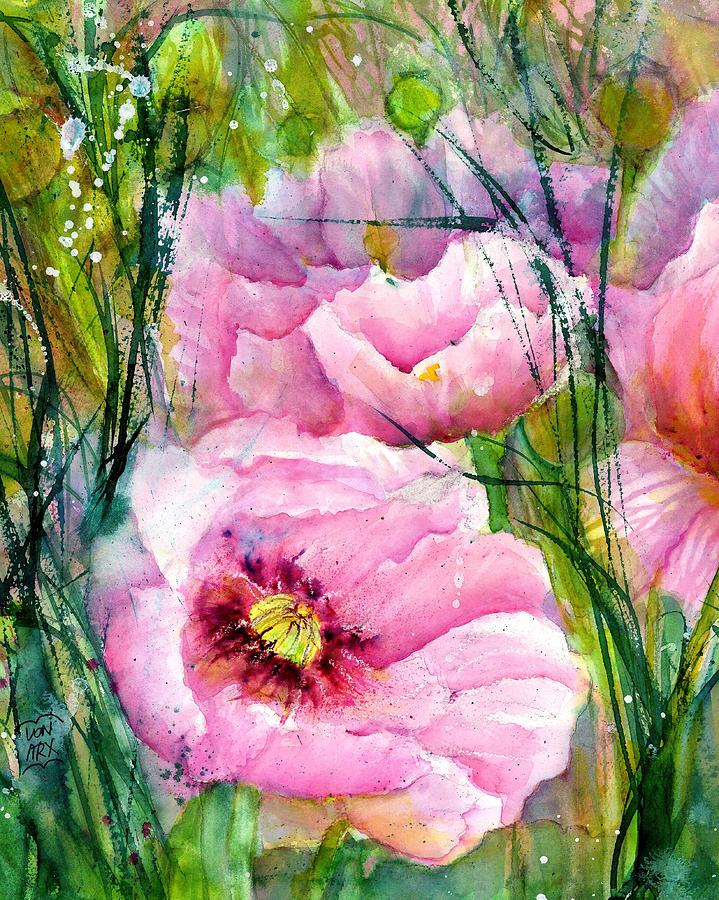 Pink Poppy Flowers Close-Up Painting by Sabina Von Arx