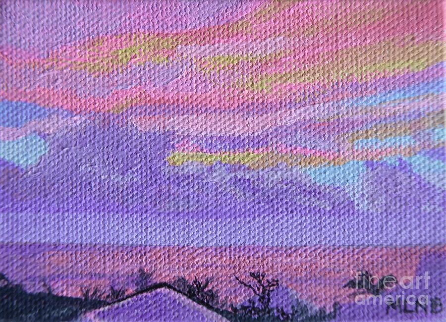 Pink-purple Dawn in Guana Bay Painting by Margaret Brooks