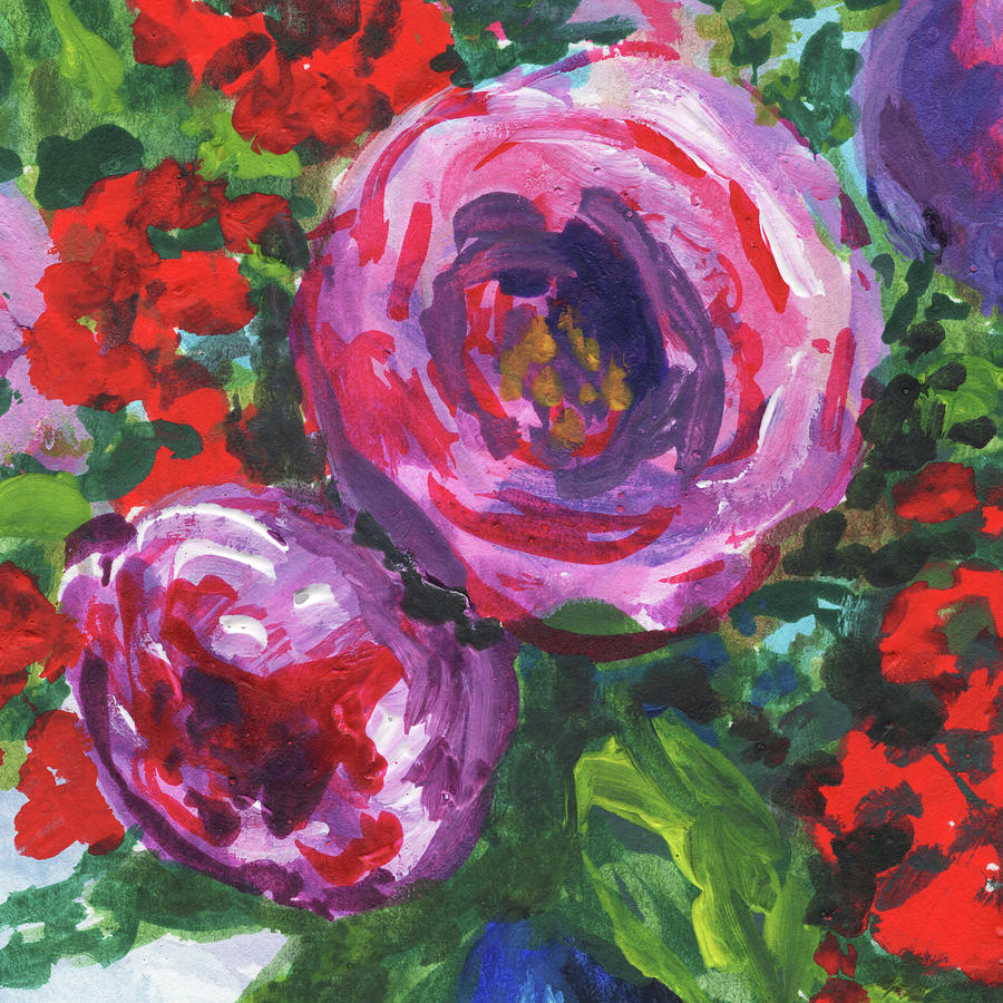 Pink Red Purple Flowers Of Floral Impressionism Painting