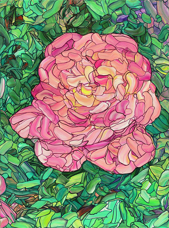 Flower Painting - Pink Rose by James W Johnson