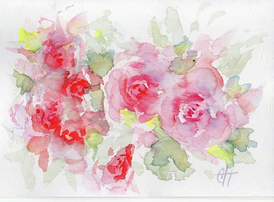 Pink Rose Watercolour Painting by Chris Hobel