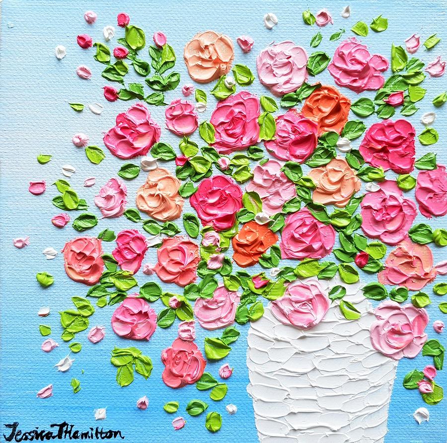 Pink Roses In A Vase Painting